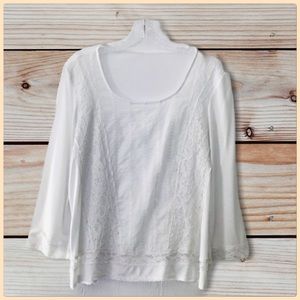 NEW! STUNNING! White Cotton Boho Lacy Top Size M